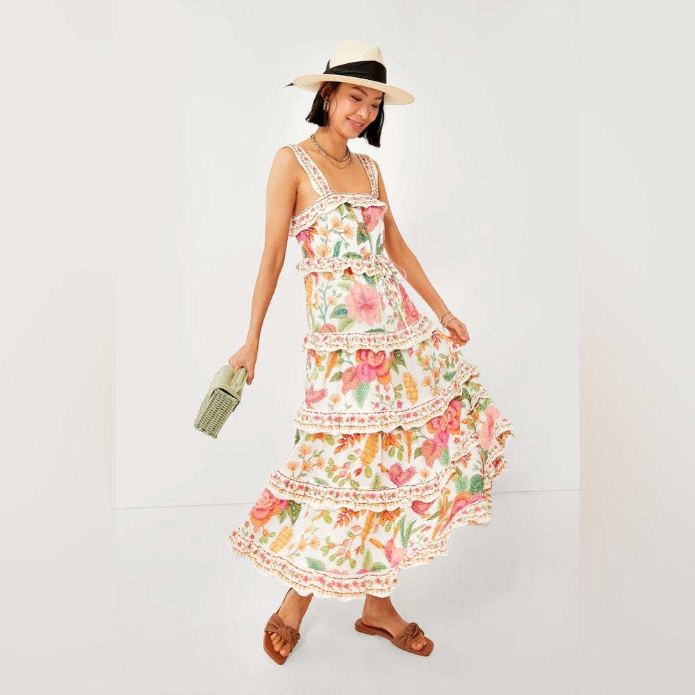 🥭FARM RIO Macaw Bloom Ruffle Tiered Sundress - Picture 9 of 16